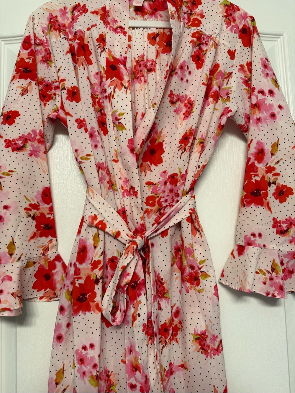 Oscar De La Renta Pink Label Floral Wrap Robe XS Cottagecore Pristine - Picture 6 of 15